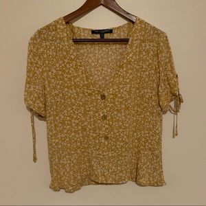 Cute floral button up blouse